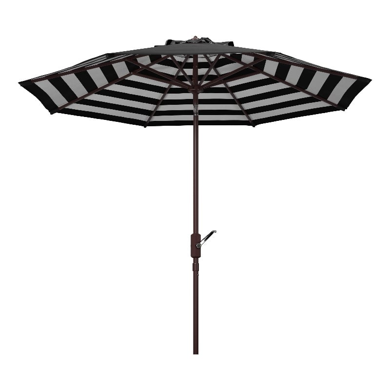 Safavieh Athens 9Ft Metal and Fabric Crank Umbrella in Black