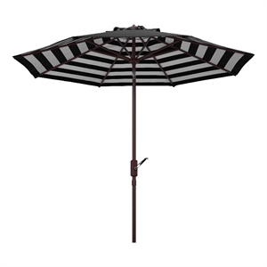 Safavieh Athens 9Ft Metal and Fabric Crank Umbrella in Black