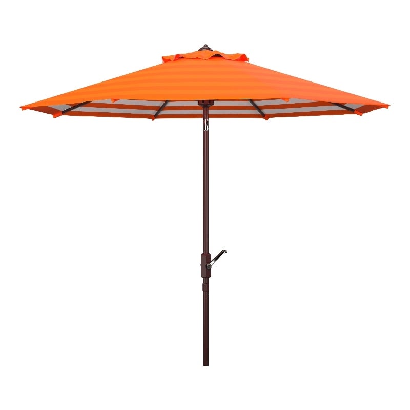 Safavieh Athens 9Ft Metal and Fabric Crank Umbrella in Orange