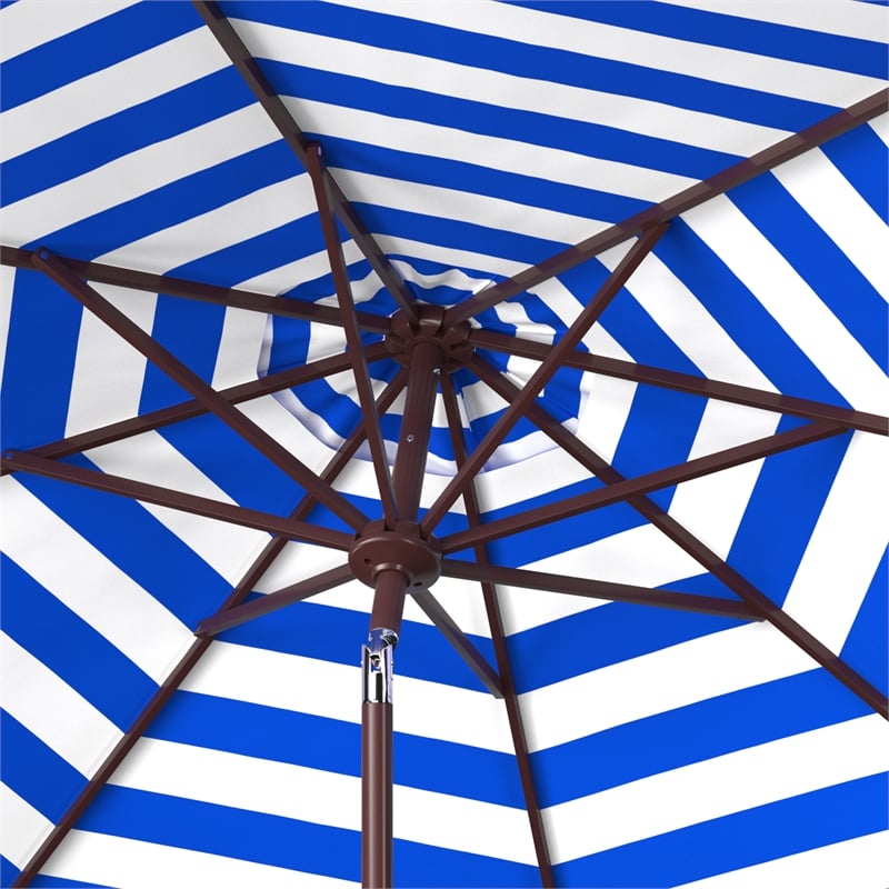 Safavieh Athens 9Ft Metal and Fabric Crank Umbrella in Blue