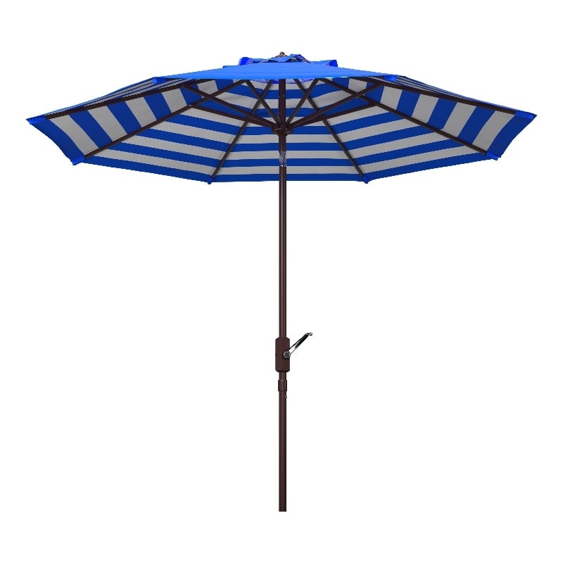 Safavieh Athens 9Ft Metal and Fabric Crank Umbrella in Blue