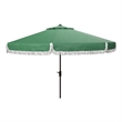 Safavieh Milan Fringe 9Ft Metal and Fabric Crank Umbrella in Green