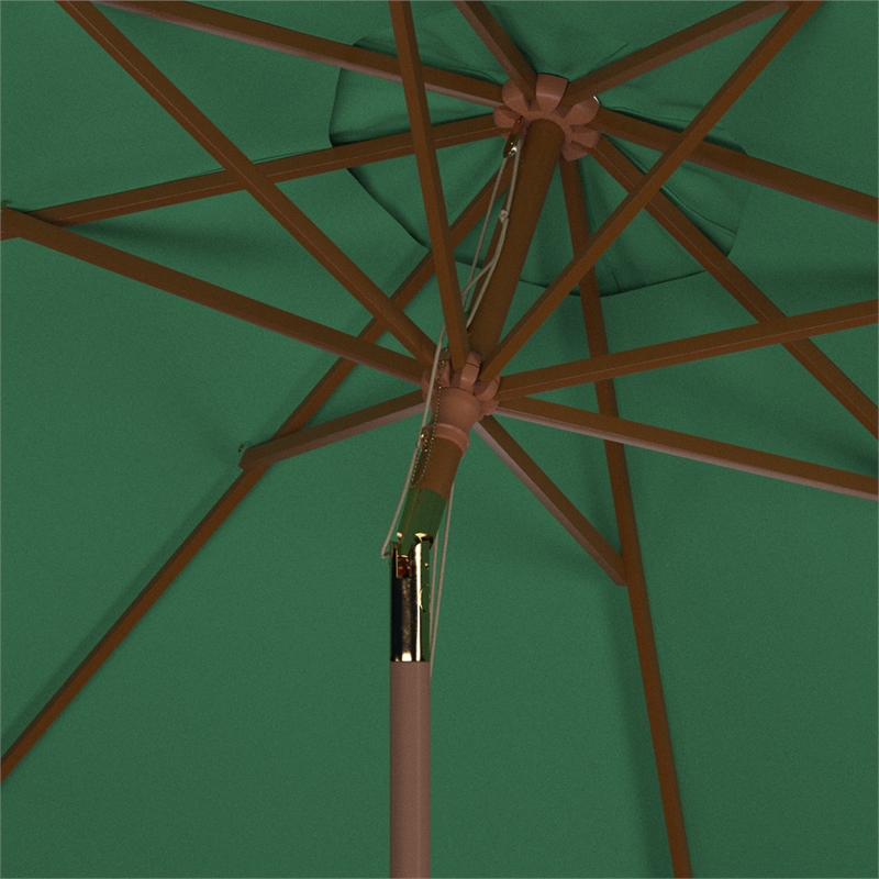 Safavieh Cannes 9Ft Wood Crank Umbrella  in Green
