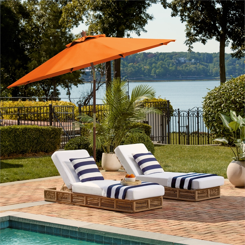 Safavieh Cannes 9Ft Wood Crank Umbrella  in Orange