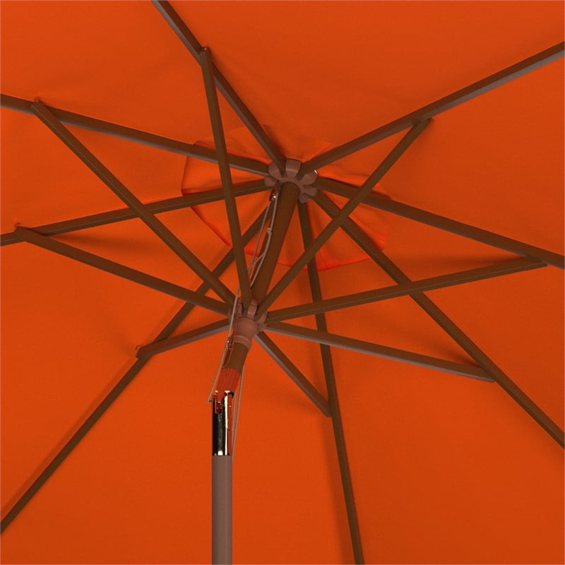 Safavieh Cannes 9Ft Wood Crank Umbrella  in Orange
