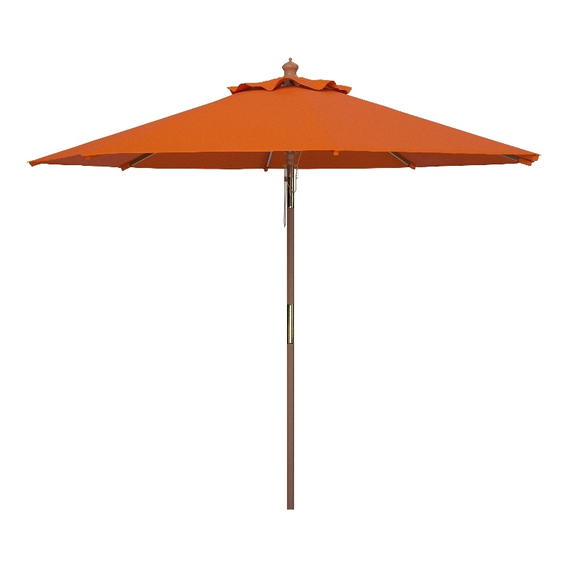 Safavieh Cannes 9Ft Wood Crank Umbrella  in Orange