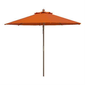 Safavieh Cannes 9Ft Wood Crank Umbrella  in Orange