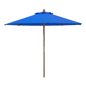 Safavieh Cannes 9Ft Wood Crank Umbrella  in Blue
