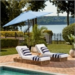 Safavieh Cannes 9Ft Wood Crank Umbrella in Baby Blue