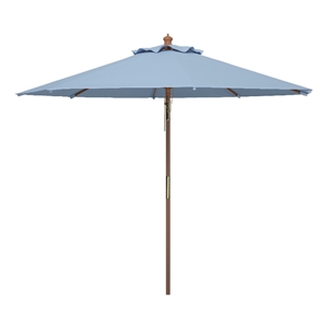 Safavieh Cannes 9Ft Wood Crank Umbrella in Baby Blue
