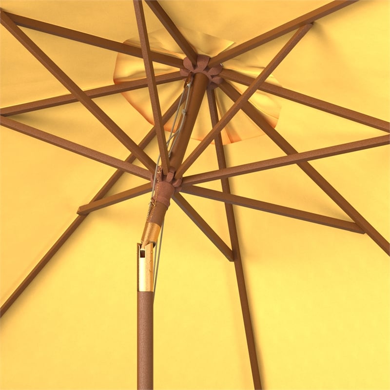 Safavieh Cannes 9Ft Wood Crank Umbrella in Yellow