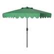 Safavieh Venice 9Ft Metal and Fabric Crank Umbrella in Green