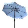Safavieh Venice 9Ft Metal and Fabric Crank Umbrella in Baby Blue / White
