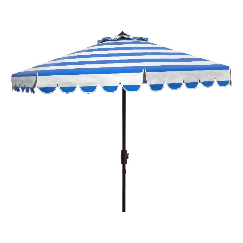 Safavieh Vienna 9Ft Metal and Fabric Crank Umbrella in Blue