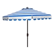 Safavieh Vienna 9Ft Metal and Fabric Crank Umbrella in Blue