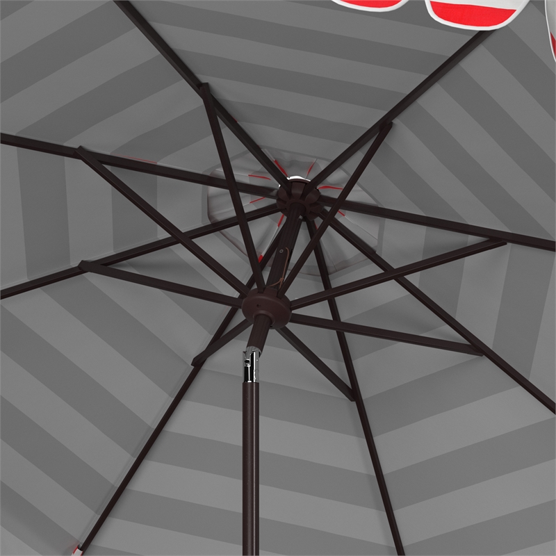 Safavieh Vienna 9Ft Metal and Fabric Crank Umbrella in Red / White