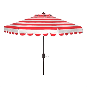 Safavieh Vienna 9Ft Metal and Fabric Crank Umbrella in Red / White