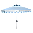Safavieh Vienna 9Ft Metal and Fabric Crank Umbrella in Baby Blue / White