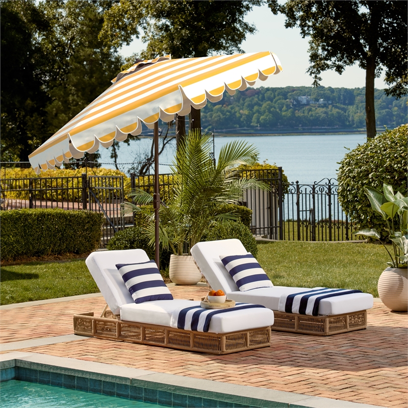 Safavieh Vienna 9 Ft Metal and Fabric Crank Umbrella in Yellow