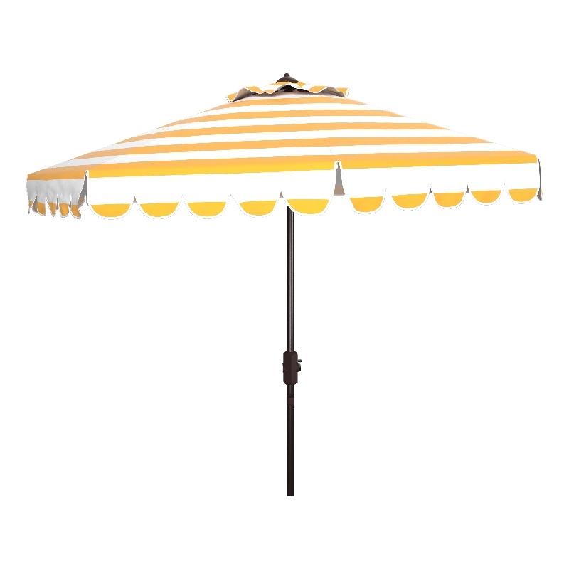Safavieh Vienna 9 Ft Metal and Fabric Crank Umbrella in Yellow