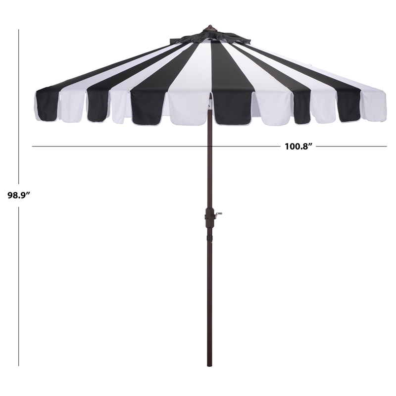 Safavieh Meze  9 Ft Metal and Fabric Crank Umbrella in Black