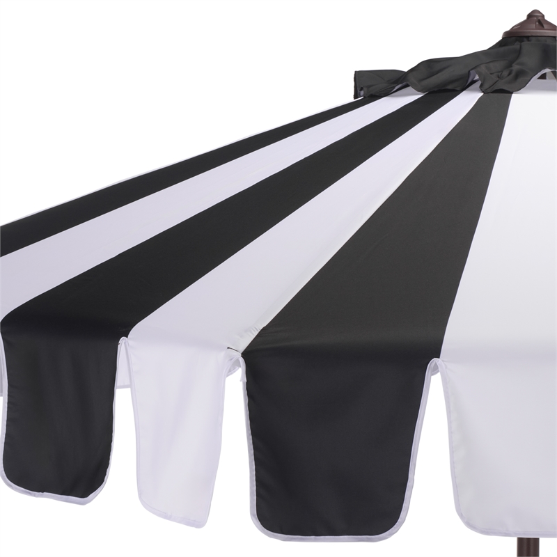 Safavieh Meze  9 Ft Metal and Fabric Crank Umbrella in Black
