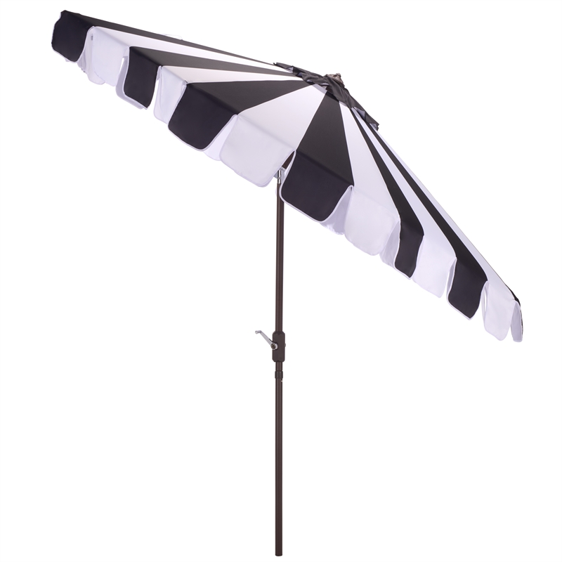 Safavieh Meze  9 Ft Metal and Fabric Crank Umbrella in Black