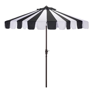 Safavieh Meze  9 Ft Metal and Fabric Crank Umbrella in Black