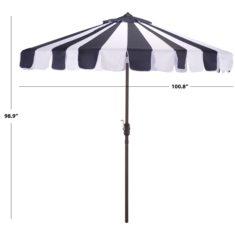 Safavieh Meze  9 Ft Metal and Fabric Crank Umbrella  in Navy