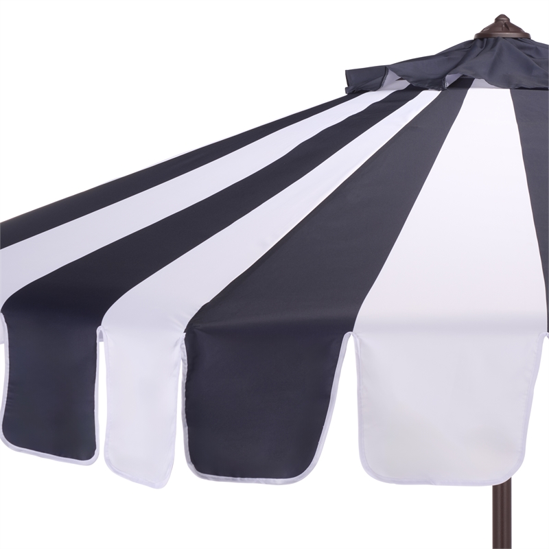 Safavieh Meze  9 Ft Metal and Fabric Crank Umbrella  in Navy
