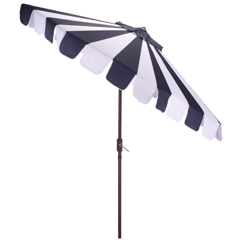 Safavieh Meze  9 Ft Metal and Fabric Crank Umbrella  in Navy