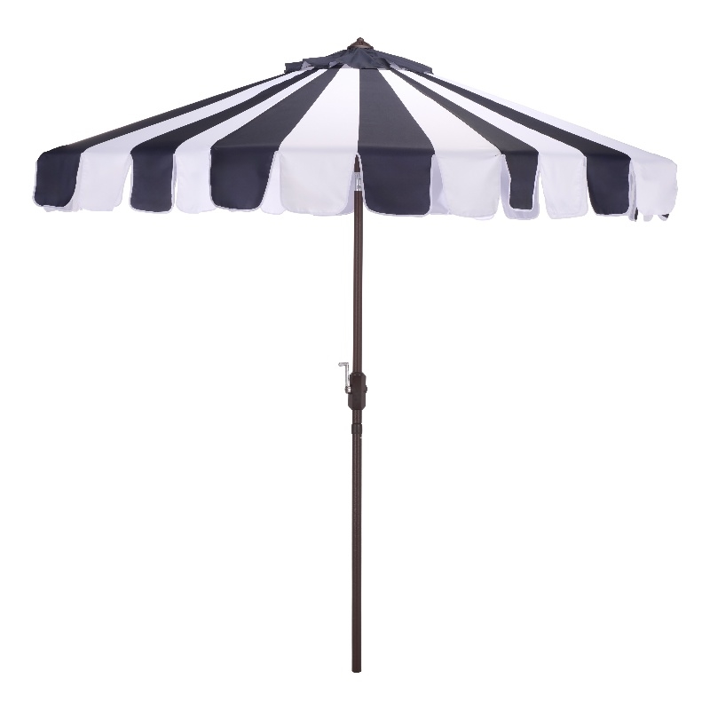Safavieh Meze  9 Ft Metal and Fabric Crank Umbrella  in Navy