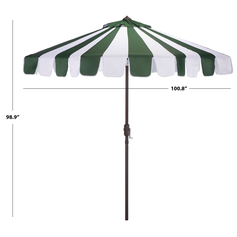 Safavieh Meze  9 Ft Metal and Fabric Crank Umbrella in Green