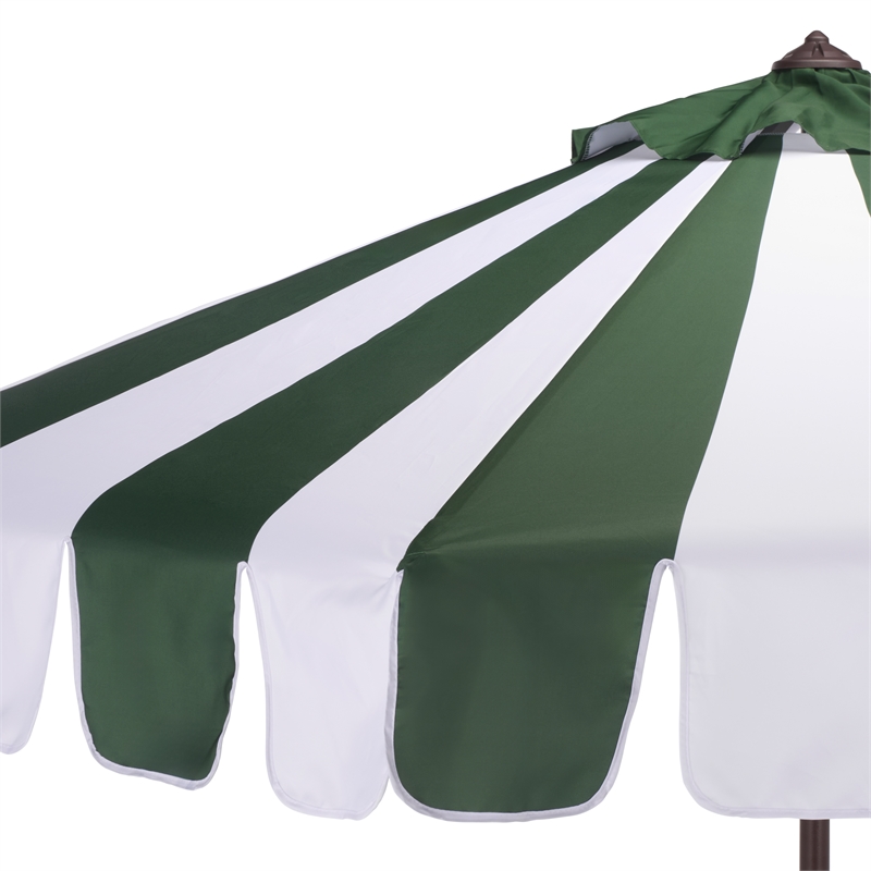 Safavieh Meze  9 Ft Metal and Fabric Crank Umbrella in Green