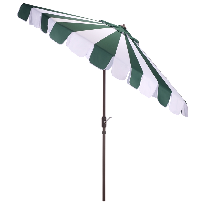 Safavieh Meze  9 Ft Metal and Fabric Crank Umbrella in Green