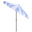 Safavieh Meze 9 Ft Metal and Fabric Crank Umbrella in Baby Blue