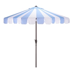 Safavieh Meze 9 Ft Metal and Fabric Crank Umbrella in Baby Blue