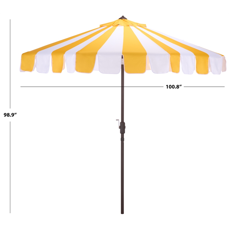 Safavieh Meze  9 Ft Metal and Fabric Crank Umbrella in Yellow