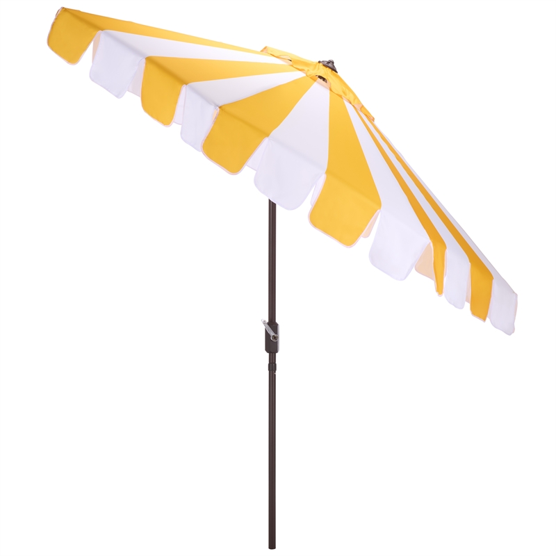 Safavieh Meze  9 Ft Metal and Fabric Crank Umbrella in Yellow