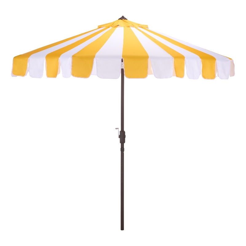 Safavieh Meze  9 Ft Metal and Fabric Crank Umbrella in Yellow