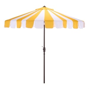 Safavieh Meze  9 Ft Metal and Fabric Crank Umbrella in Yellow