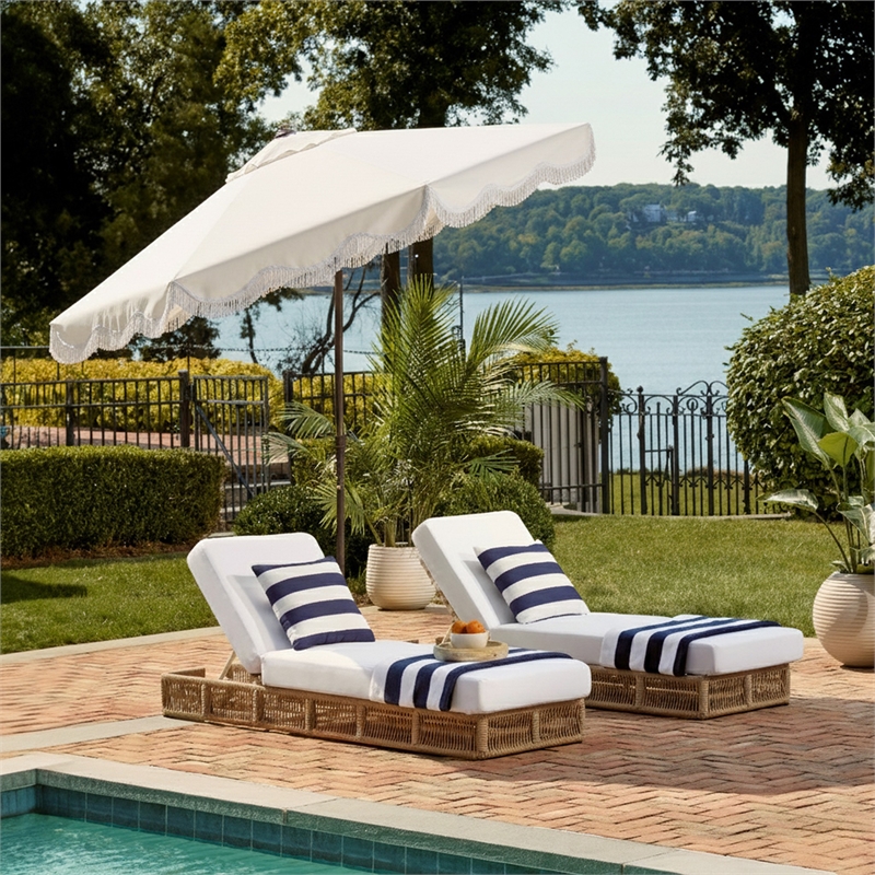 Safavieh Torsa 9 Ft Metal and Fabric Crank Umbrella in Ivory
