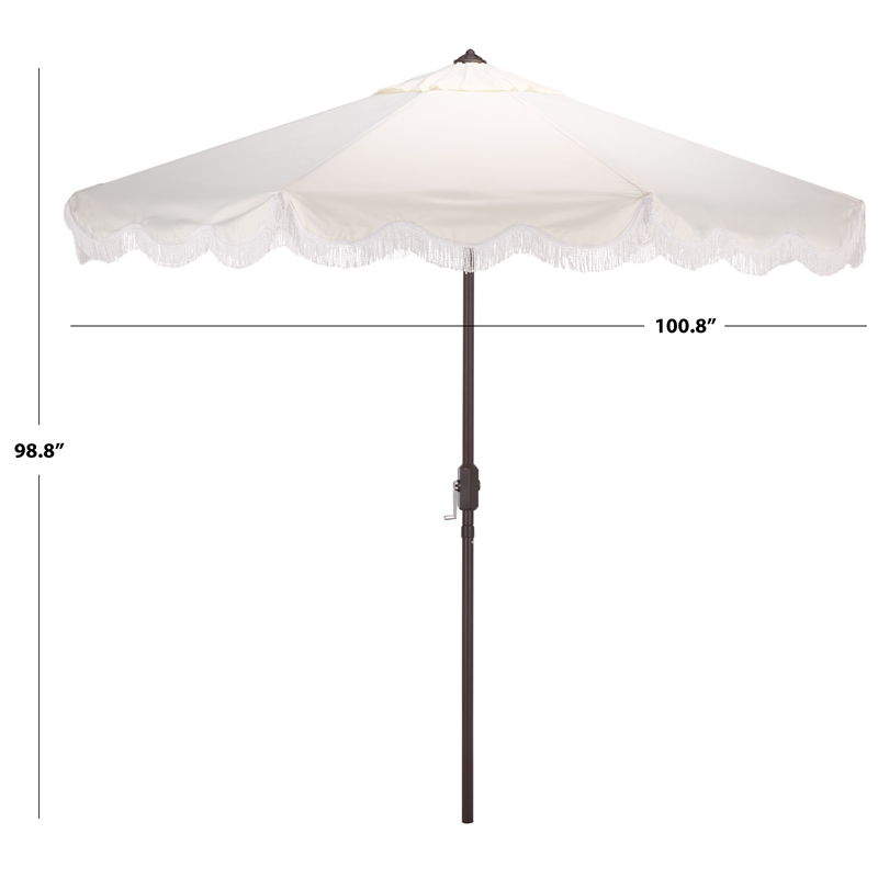Safavieh Torsa 9 Ft Metal and Fabric Crank Umbrella in Ivory