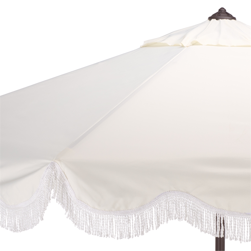 Safavieh Torsa 9 Ft Metal and Fabric Crank Umbrella in Ivory