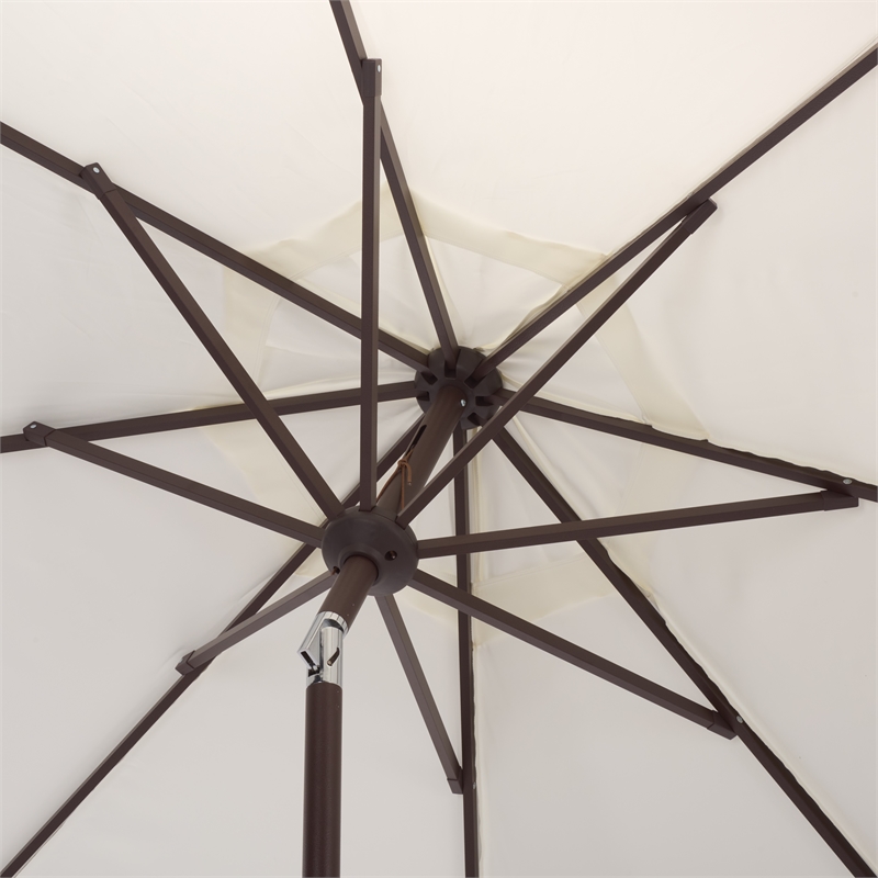 Safavieh Torsa 9 Ft Metal and Fabric Crank Umbrella in Ivory