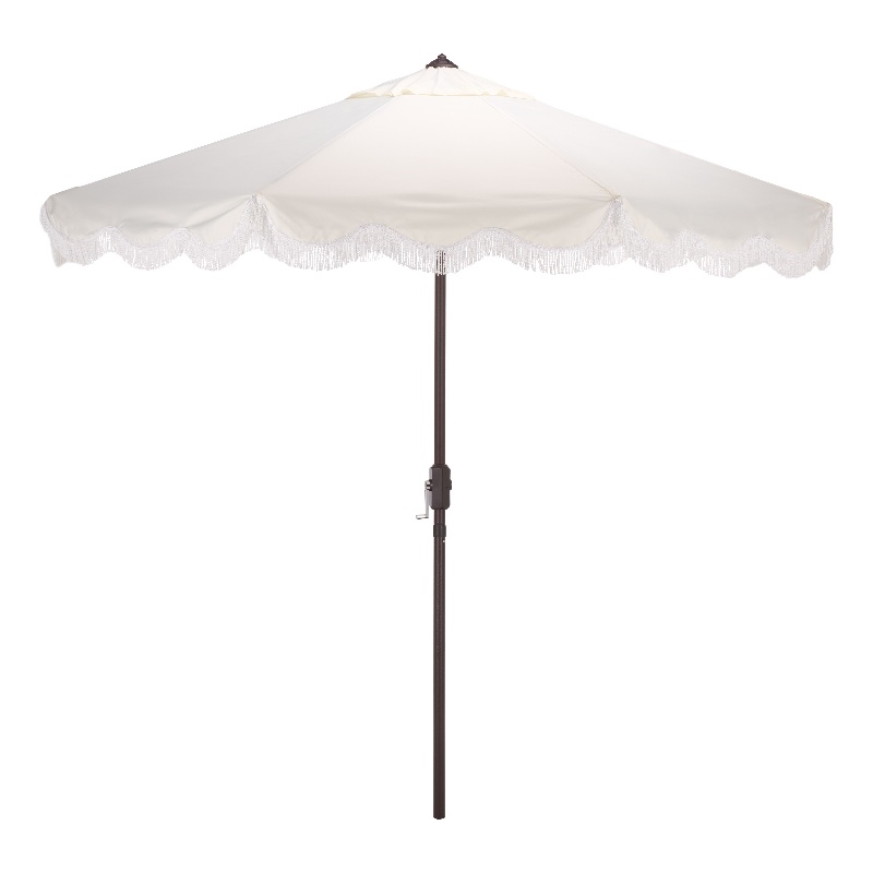 Safavieh Torsa 9 Ft Metal and Fabric Crank Umbrella in Ivory