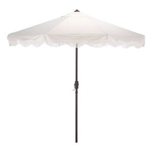 Safavieh Torsa 9 Ft Metal and Fabric Crank Umbrella in Ivory