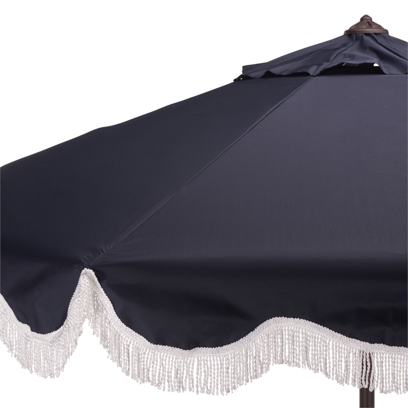 Safavieh Torsa 9 Ft Metal and Fabric Crank Umbrella in Navy