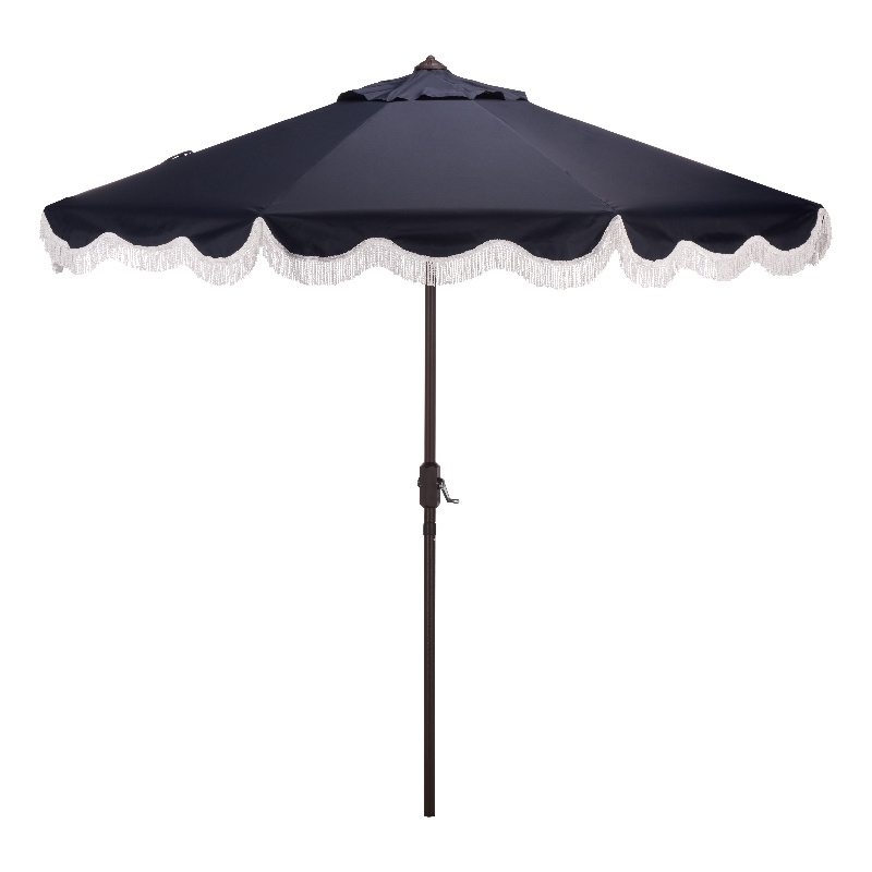 Safavieh Torsa 9 Ft Metal and Fabric Crank Umbrella in Navy
