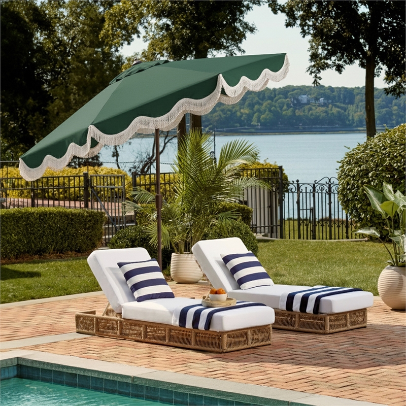 Safavieh Torsa 9 Ft Metal and Fabric Crank Umbrella in Green